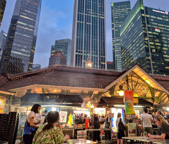Satay Street bij avond in Singapore